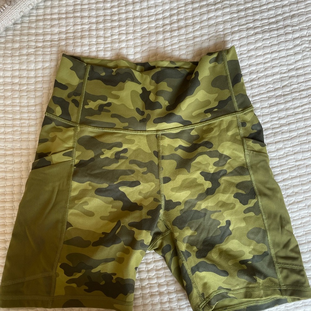 Fabletics Camo Green Bike Shorts